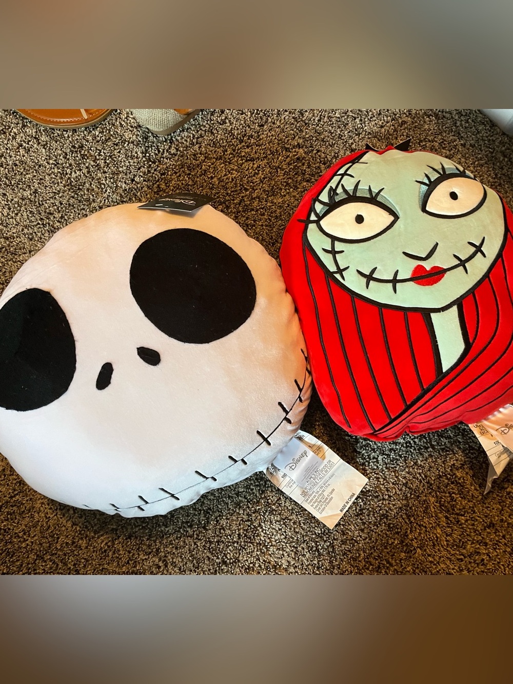 Set of two Disney nightmare before Christmas Jack and sally pillows